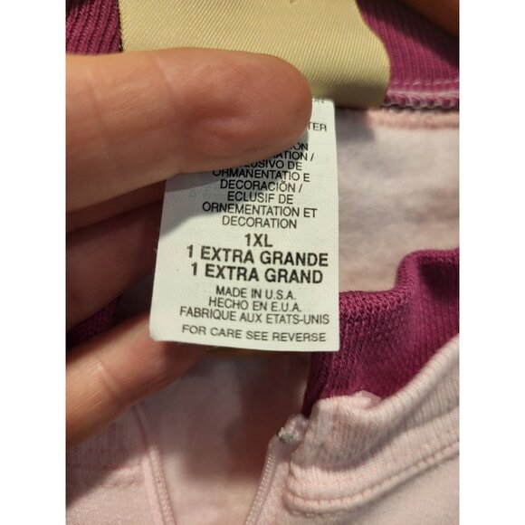 Vtg Top Stitch By Morning Sun Pink 1/4 Zip Embroidered Butterfly Sweatshirt 1X - Picture 8 of 9